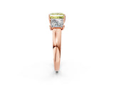 Rose gold Three-Stone Fancy Yellow Princess Cut Cut Solitaire Ring with Classic Prong Setting_2