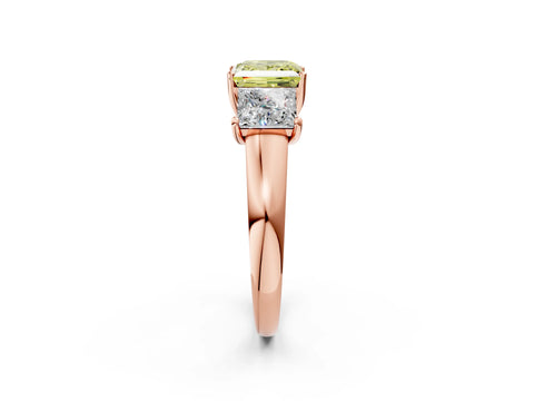 Rose gold Three-Stone Fancy Yellow Princess Cut Cut Solitaire Ring with Classic Prong Setting_2