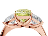 Rose gold Three-Stone Fancy Yellow Princess Cut Cut Solitaire Ring with Classic Prong Setting_4