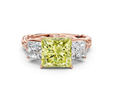 Rose gold Three-Stone Fancy Yellow Princess Cut Diamond Braided Band Ring with Four-Prong Setting_35