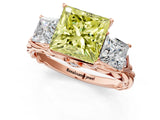 Rose gold Three-Stone Fancy Yellow Princess Cut Diamond Braided Band Ring with Four-Prong Setting_36
