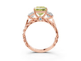 Rose gold Three-Stone Fancy Yellow Princess Cut Diamond Braided Band Ring with Four-Prong Setting_38