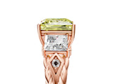 Rose gold Three-Stone Fancy Yellow Princess Cut Diamond Braided Band Ring with Four-Prong Setting_40