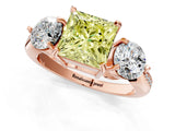 Rose gold Three-Stone Fancy Yellow Princess Cut Diamond Channel Set Engagement Ring with Prong Setting_13
