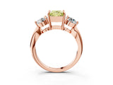 Rose gold Three-Stone Fancy Yellow Princess Cut Diamond Channel Set Engagement Ring with Prong Setting_15