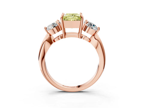 Rose gold Three-Stone Fancy Yellow Princess Cut Diamond Channel Set Engagement Ring with Prong Setting_15