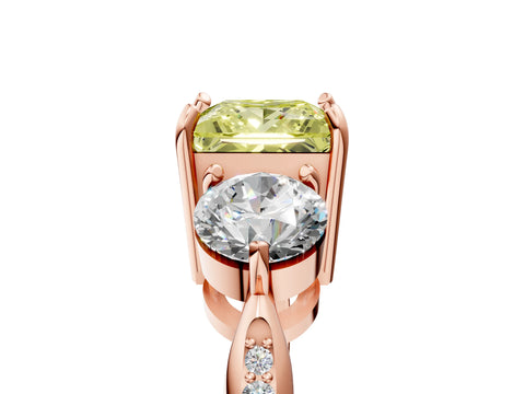 Rose gold Three-Stone Fancy Yellow Princess Cut Diamond Channel Set Engagement Ring with Prong Setting_17