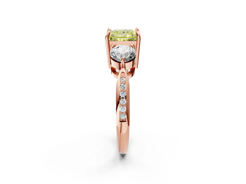 Rose gold Three-Stone Fancy Yellow Princess Cut Diamond Channel Set Engagement Ring with Prong Setting_2