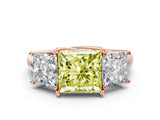 Rose gold Three-Stone Fancy Yellow Princess Cut Diamond Engagement Ring with Prong Setting_3