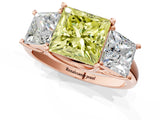 Rose gold Three-Stone Fancy Yellow Princess Cut Diamond Engagement Ring with Prong Setting_4