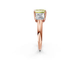 Rose gold Three-Stone Fancy Yellow Princess Cut Diamond Engagement Ring with Prong Setting_5