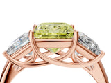 Rose gold Three-Stone Fancy Yellow Princess Cut Diamond Engagement Ring with Prong Setting_7