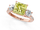Rose gold Three-Stone Fancy Yellow Princess  Cut Diamond Pavé Band with Four-Prong Setting_1