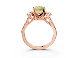 Rose gold Three-Stone Fancy Yellow Princess  Cut Diamond Pavé Band with Four-Prong Setting_3