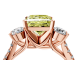 Rose gold Three-Stone Fancy Yellow Princess  Cut Diamond Pavé Band with Four-Prong Setting_4