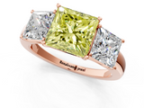 Rose gold Three-Stone Fancy Yellow Princess  Cut Diamond Ring with Channel-Set Band and Four-Prong Setting_18