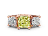 Rose gold Three-Stone Fancy Yellow Princess  Cut Diamond Ring with Channel-Set Band and Four-Prong Setting_34