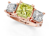 Rose gold Three-Stone Fancy Yellow Princess  Cut Diamond Ring with Channel-Set Band and Four-Prong Setting_35