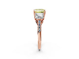 Rose gold Three-Stone Fancy Yellow Princess Cut Diamond Ring with Pavé Band and Prong Setting_49