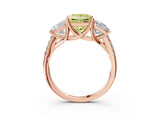 Rose gold Three-Stone Fancy Yellow Princess Cut Diamond Ring with Pavé Band and Prong Setting_50