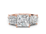 Rose gold Three-Stone Fancy Yellow Princess Cut Diamond Ring with Pavé Band and Prong Setting_59