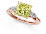 Rose gold Three-Stone Fancy Yellow Princess Cut Diamond Ring with Pear  Side Stones in Four-Prong Setting_13
