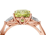 Rose gold Three-Stone Fancy Yellow Princess Cut Diamond Ring with Pear  Side Stones in Four-Prong Setting_16