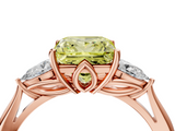 Rose gold Three-Stone Fancy Yellow Princess  Cut Diamond Ring with Pear Side Stones in Four-Prong Setting_4