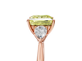 Rose gold Three-Stone Fancy Yellow Princess  Cut Diamond Ring with Pear Side Stones in Four-Prong Setting_5