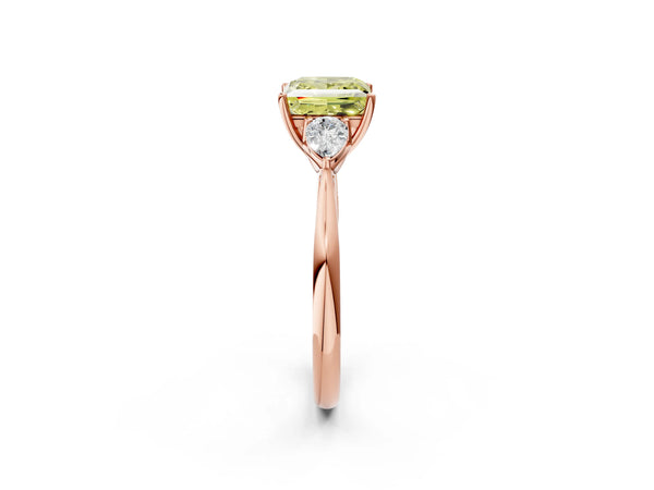 Rose Gold Princess Cut Engagement Ring Setting for Fancy Yellow Center with Pear Side Stones