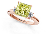Rose gold Three-Stone Fancy Yellow Princess  Cut Diamond Solitaire with Prong Setting and Classic Band_1
