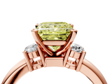 Rose gold Three-Stone Fancy Yellow Princess  Cut Diamond Solitaire with Prong Setting and Classic Band_4