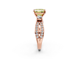 Rose gold Three-Stone Fancy Yellow Princess  Cut Diamond Twist Band with Prong Setting_2