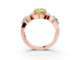 Rose gold Three-Stone Fancy Yellow Princess Cut Diamond Wave Pave Band with Prong Setting_21