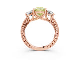 Rose gold Three-Stone Fancy Yellow Princess  Diamond Milgrain Pave Band with Prong Setting 4