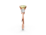 Rose gold Three-Stone Fancy Yellow Princess  Diamond Ring with Pear Side Stones in Four-Prong Setting_2