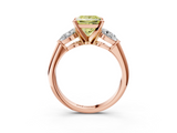 Rose gold Three-Stone Fancy Yellow Princess  Diamond Ring with Pear Side Stones in Four-Prong Setting_3