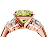 Rose gold Three-Stone Fancy Yellow Princess  Diamond Ring with Pear Side Stones in Four-Prong Setting_4