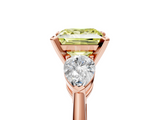 Rose gold Three-Stone Fancy Yellow Princess  Diamond Ring with Pear Side Stones in Four-Prong Setting_5