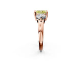 Rose gold Three-Stone Fancy Yellow Radiant  Brilliant Cut Solitaire Ring with Prong Setting on a Classic Band 3