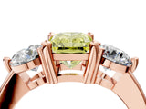 Rose gold Three-Stone Fancy Yellow Radiant  Brilliant Cut Solitaire Ring with Prong Setting on a Classic Band 5