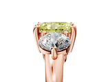 Rose gold Three-Stone Fancy Yellow Radiant  Brilliant Cut Solitaire Ring with Prong Setting on a Classic Band