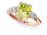 Rose gold Three-Stone Fancy Yellow Radiant Cut Brilliant Diamond Solitaire Ring with Tapered Band and Four-Prong Setting_4