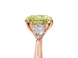 Rose gold Three-Stone Fancy Yellow Radiant Cut Brilliant Diamond Solitaire Ring with Tapered Band and Four-Prong Setting_8