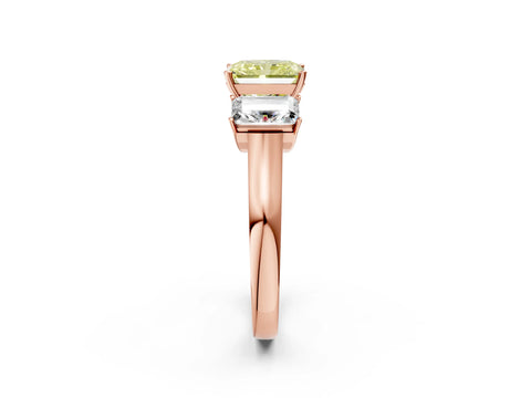 Rose gold Three-Stone Fancy Yellow Radiant Cut Brilliant Diamond Trellis Ring with Comfort Fit Band_2