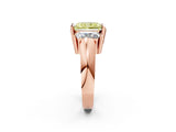 Rose gold Three Stone Fancy Yellow Radiant Cut Cut Channel Set Diamond Ring_2