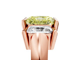Rose gold Three Stone Fancy Yellow Radiant Cut Cut Channel Set Diamond Ring_5