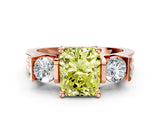 Rose gold Three-Stone Fancy Yellow Radiant Cut Cut Classic Band Prong Setting Ring