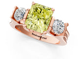 Rose gold Three-Stone Fancy Yellow Radiant Cut Cut Classic Band Prong Setting Ring_1