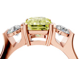Rose gold Three-Stone Fancy Yellow Radiant Cut Cut Classic Band Prong Setting Ring_4